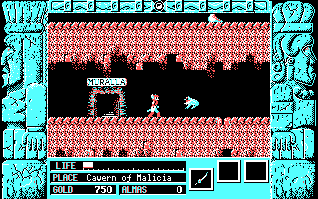 Zeliard IBM PC/Compatibles Screenshot: Start of the first cavern.