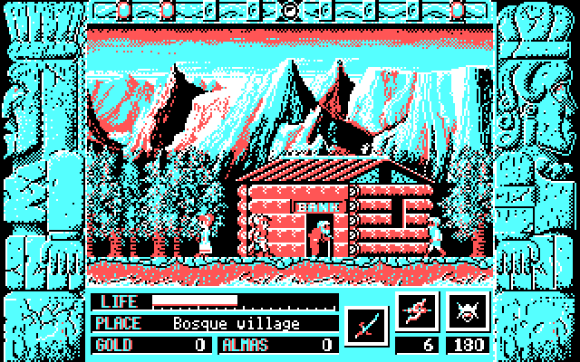 Zeliard IBM PC/Compatibles Screenshot: Visit a bank to deposit money.