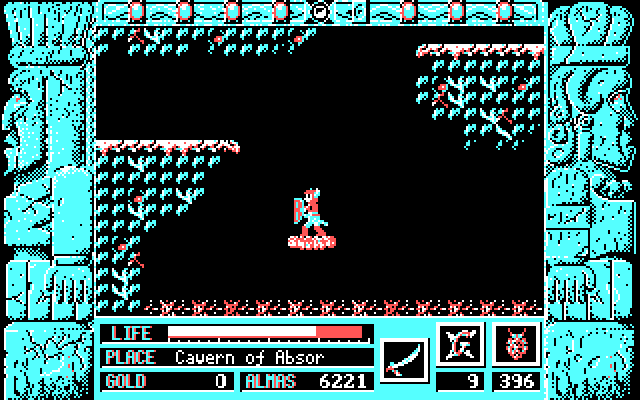 Zeliard IBM PC/Compatibles Screenshot: Don't fall onto the spikes!!