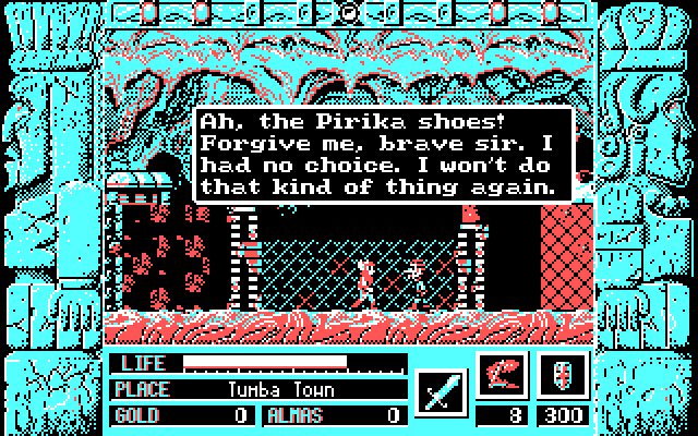 Zeliard IBM PC/Compatibles Screenshot: Talking with someone to get some clues...