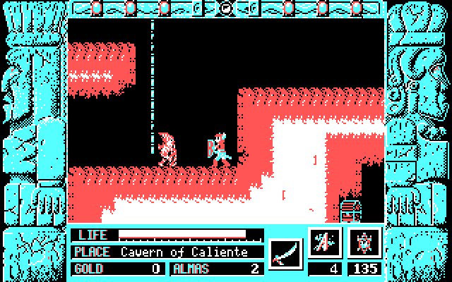 Zeliard IBM PC/Compatibles Screenshot: In a firey cavern.