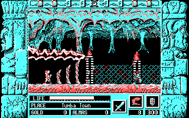Zeliard IBM PC/Compatibles Screenshot: Entrance to a cavern.