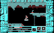 Zeliard for IBM PC/Compatibles - Riding a moving platform to reach the next area.