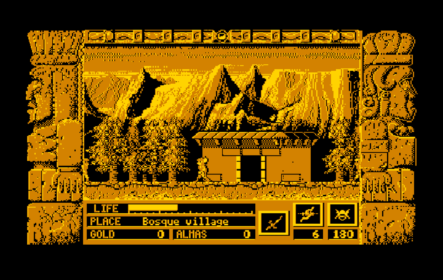 Zeliard IBM PC/Compatibles Screenshot: An above ground town.