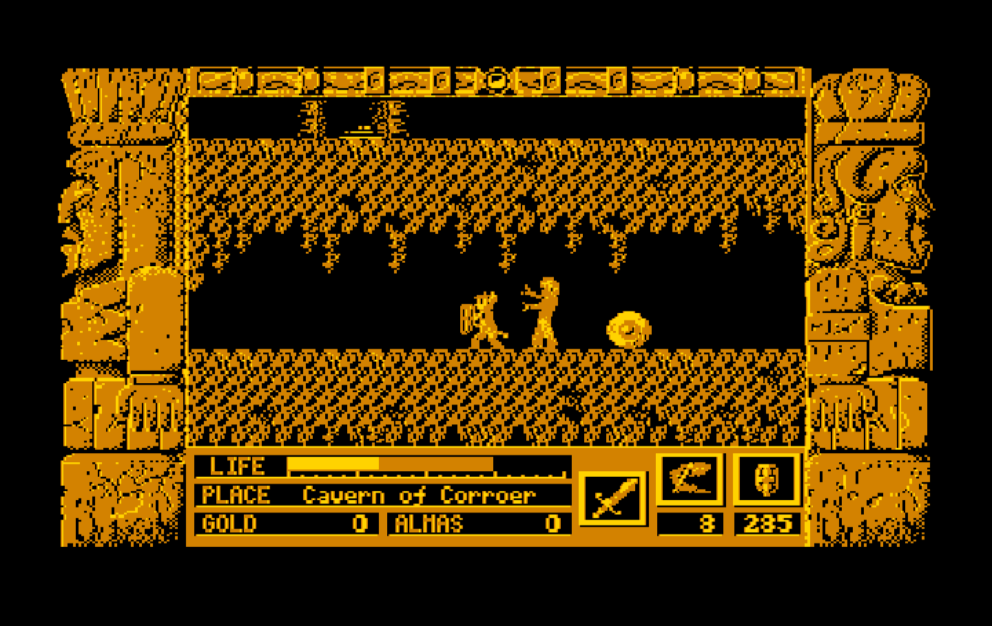Zeliard IBM PC/Compatibles Screenshot: Being attacked, run away!