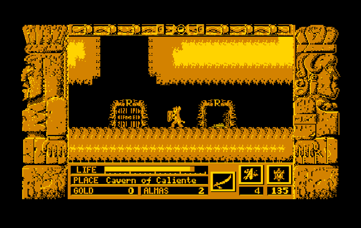 Zeliard IBM PC/Compatibles Screenshot: This door is locked, I need to find a key.