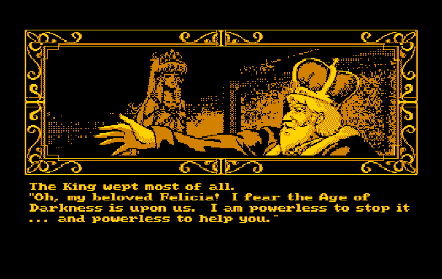 Zeliard IBM PC/Compatibles Screenshot: The princess has been turned to stone.