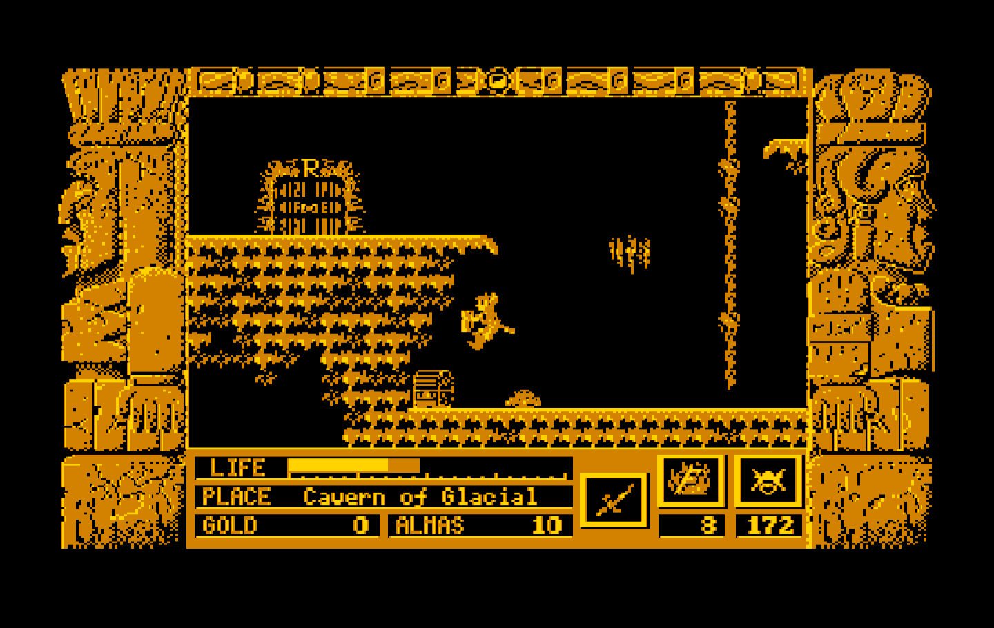 Zeliard IBM PC/Compatibles Screenshot: Found a treasure chest!