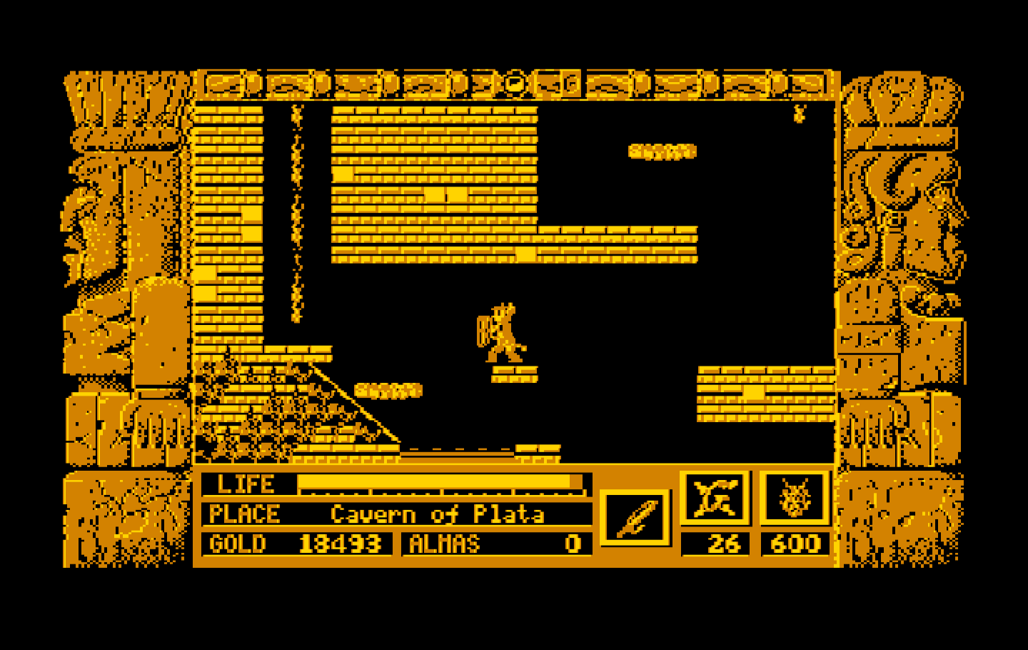 Zeliard IBM PC/Compatibles Screenshot: Some caverns have lots of little platforms.