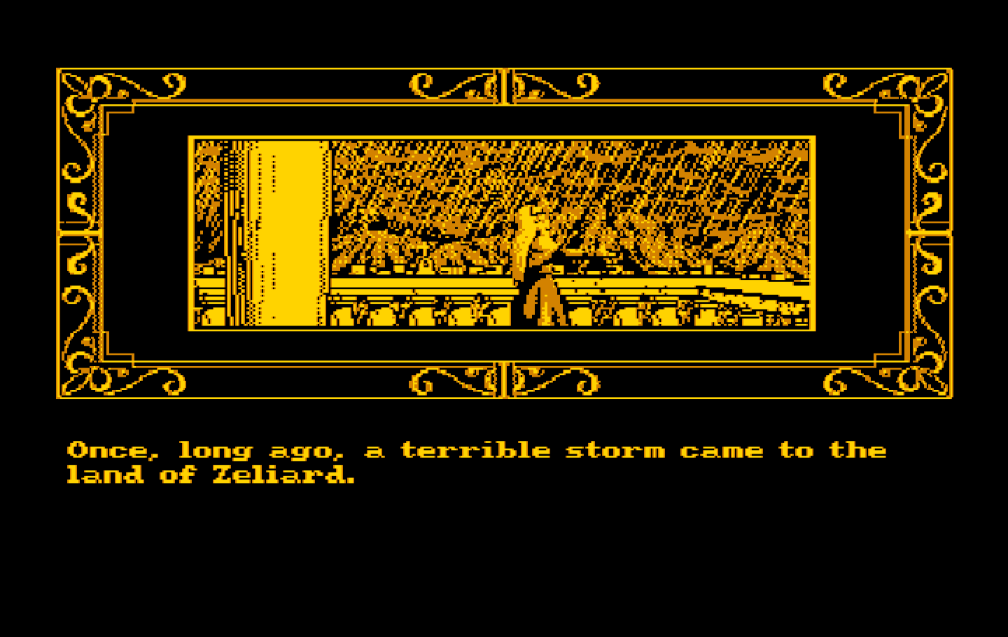 Zeliard IBM PC/Compatibles Screenshot: The story begins here.