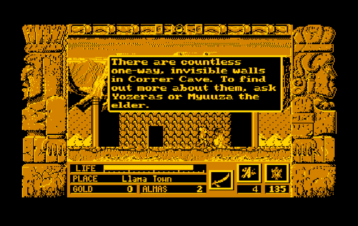 Zeliard IBM PC/Compatibles Screenshot: Talking to the locals.