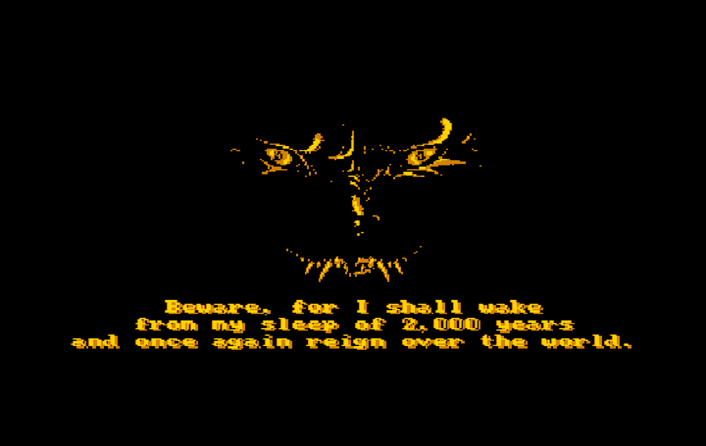 Zeliard IBM PC/Compatibles Screenshot: Beware, evil is awakening...
