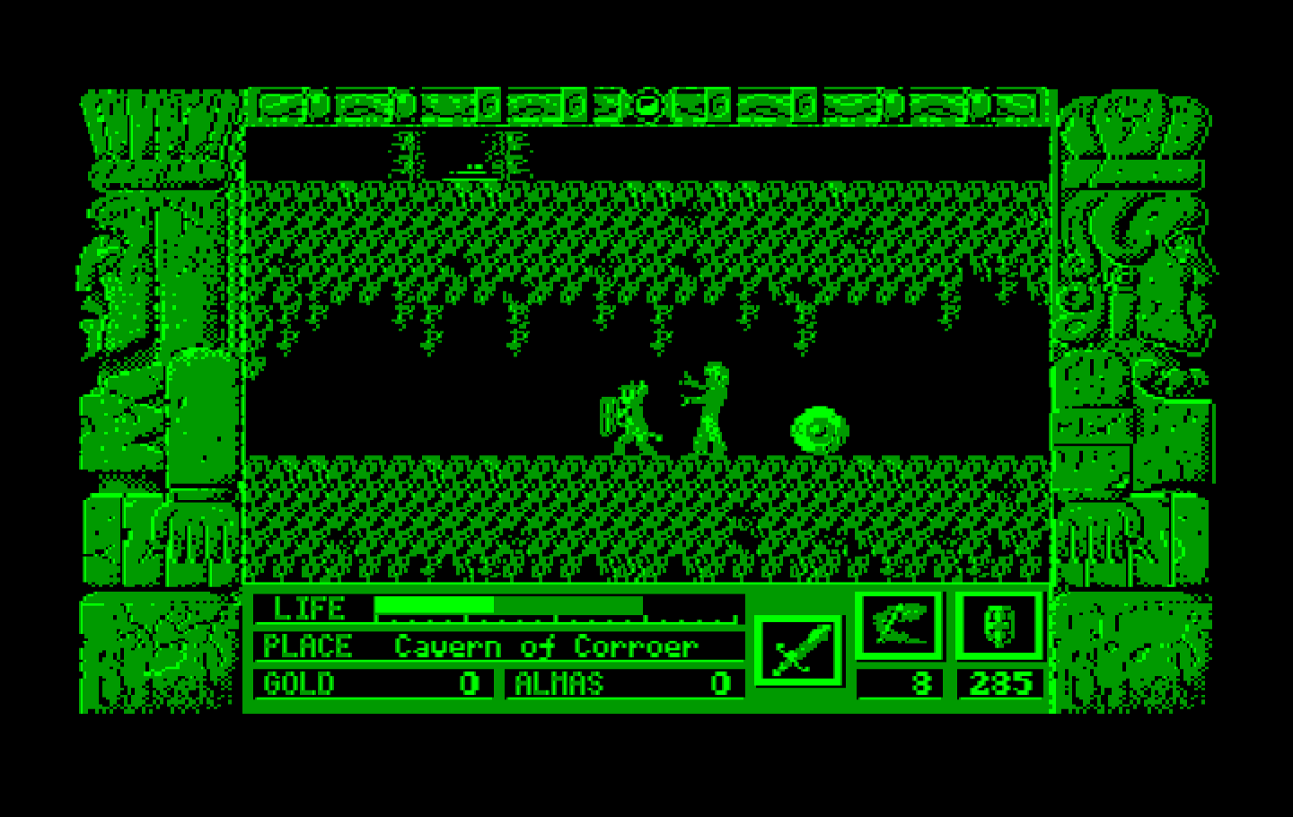 Zeliard IBM PC/Compatibles Screenshot: Being attacked, run away!