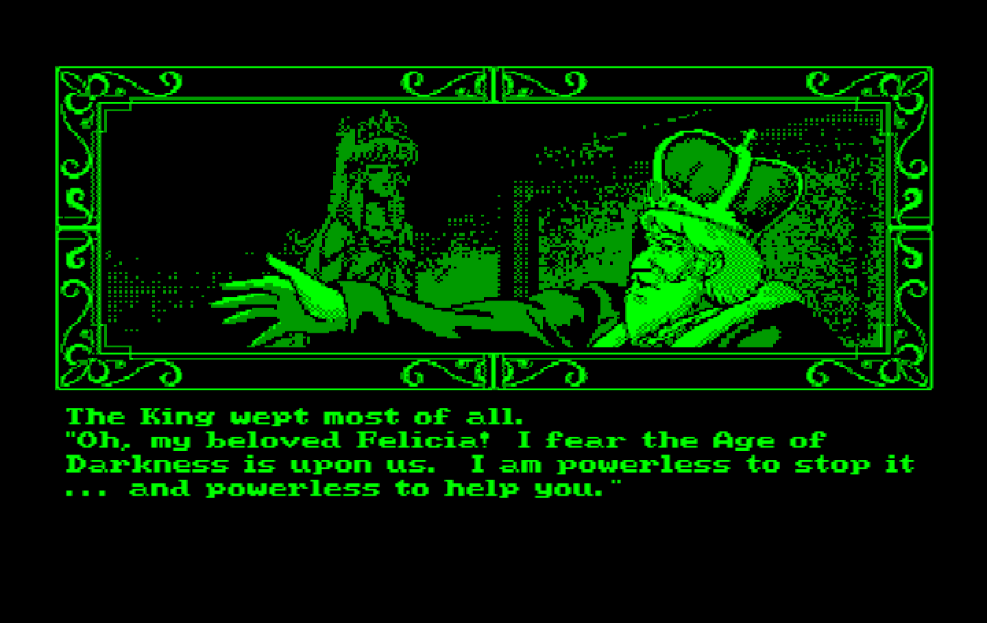 Zeliard IBM PC/Compatibles Screenshot: The princess has been turned to stone.