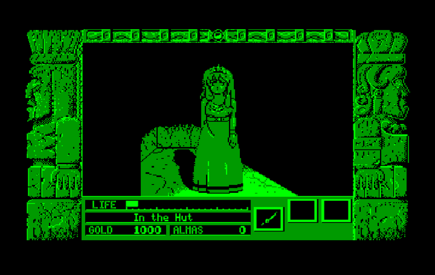 Zeliard IBM PC/Compatibles Screenshot: The princess in stone form.