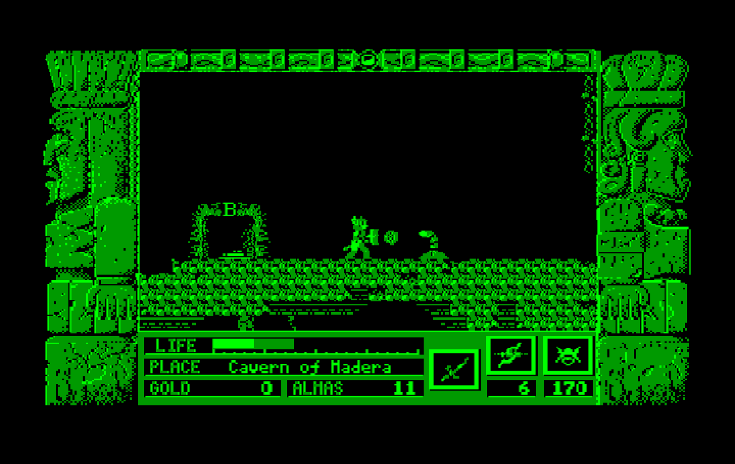Zeliard IBM PC/Compatibles Screenshot: Blocking an attack.