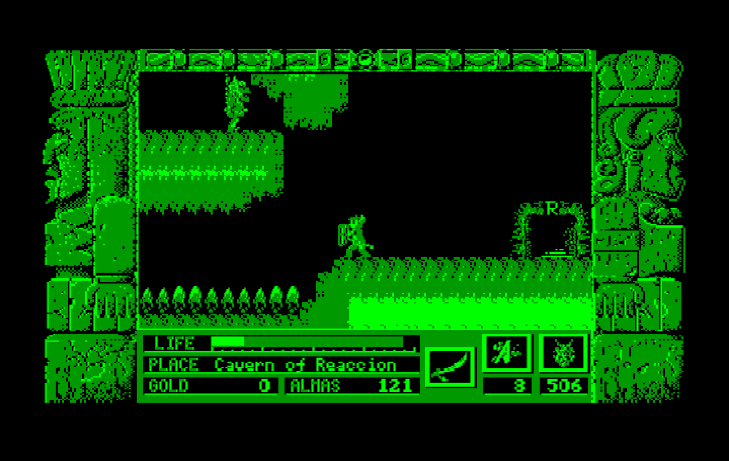 Zeliard IBM PC/Compatibles Screenshot: Those flames look dangerous, probably don't want to touch them...