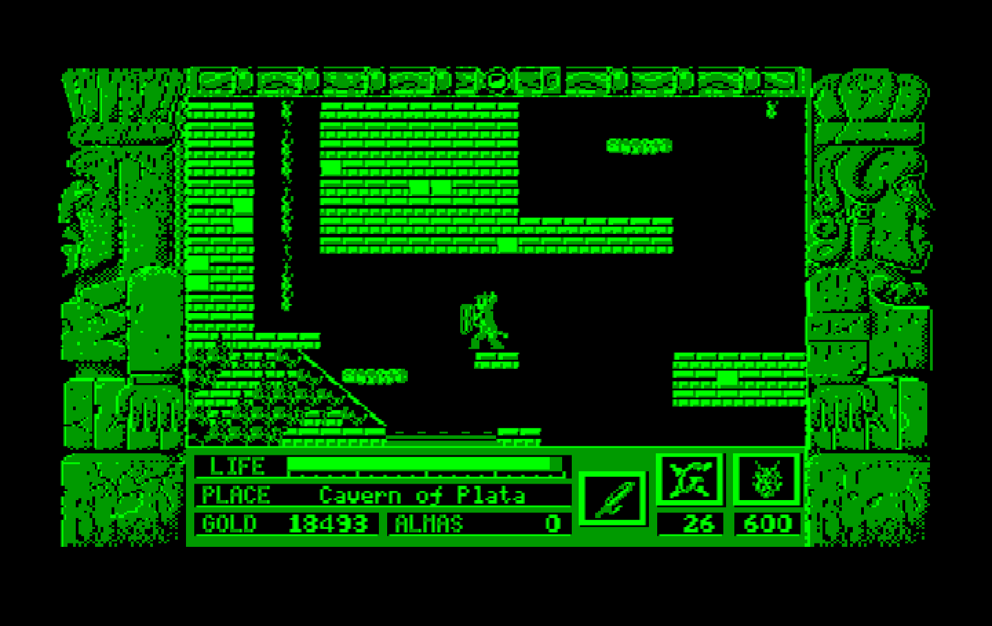 Zeliard IBM PC/Compatibles Screenshot: Some caverns have lots of little platforms.