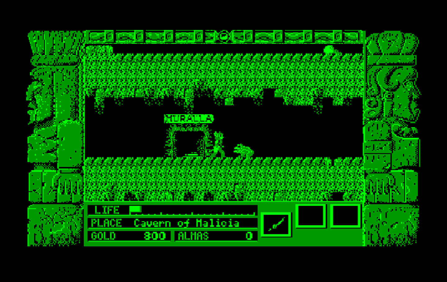 Zeliard IBM PC/Compatibles Screenshot: Start of the first cavern.