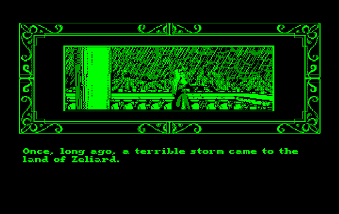 Zeliard IBM PC/Compatibles Screenshot: The story begins here.