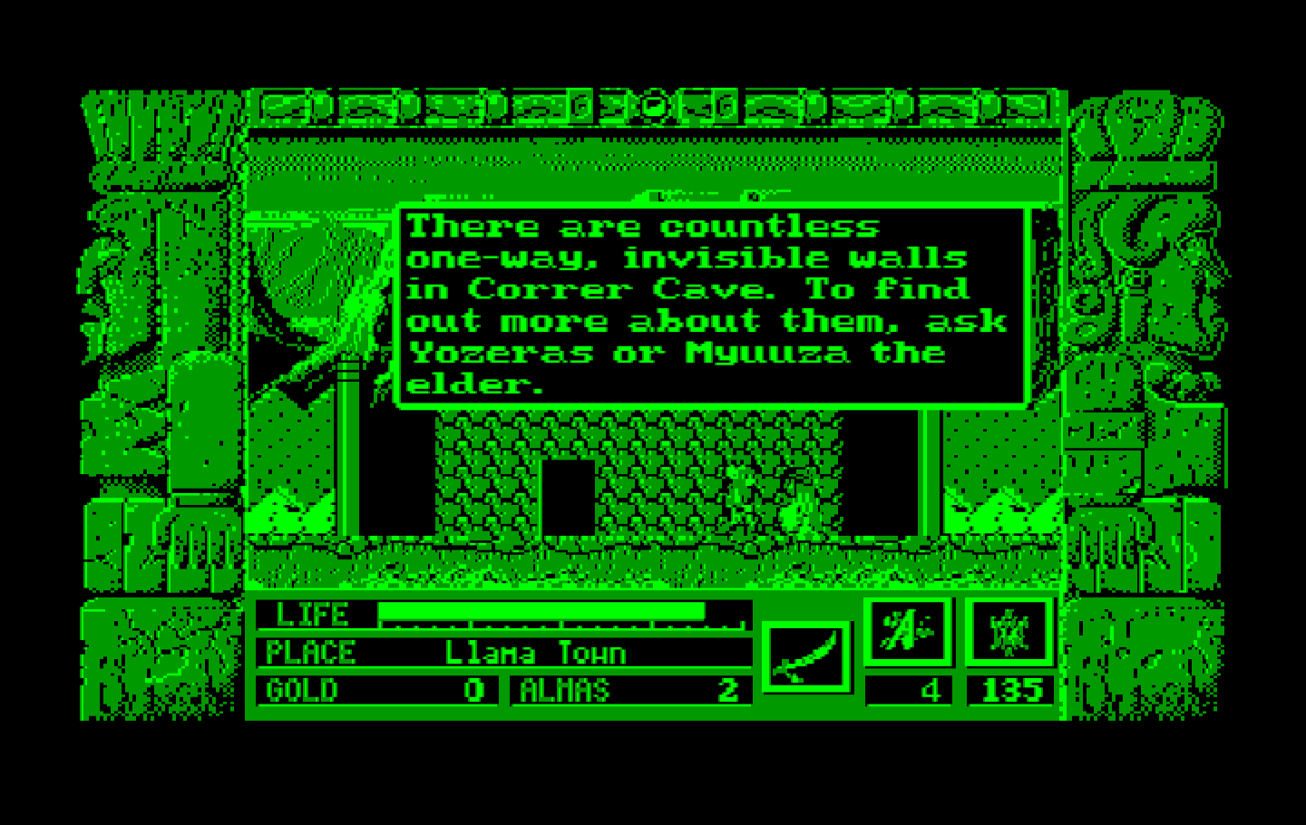Zeliard IBM PC/Compatibles Screenshot: Talking to the locals.