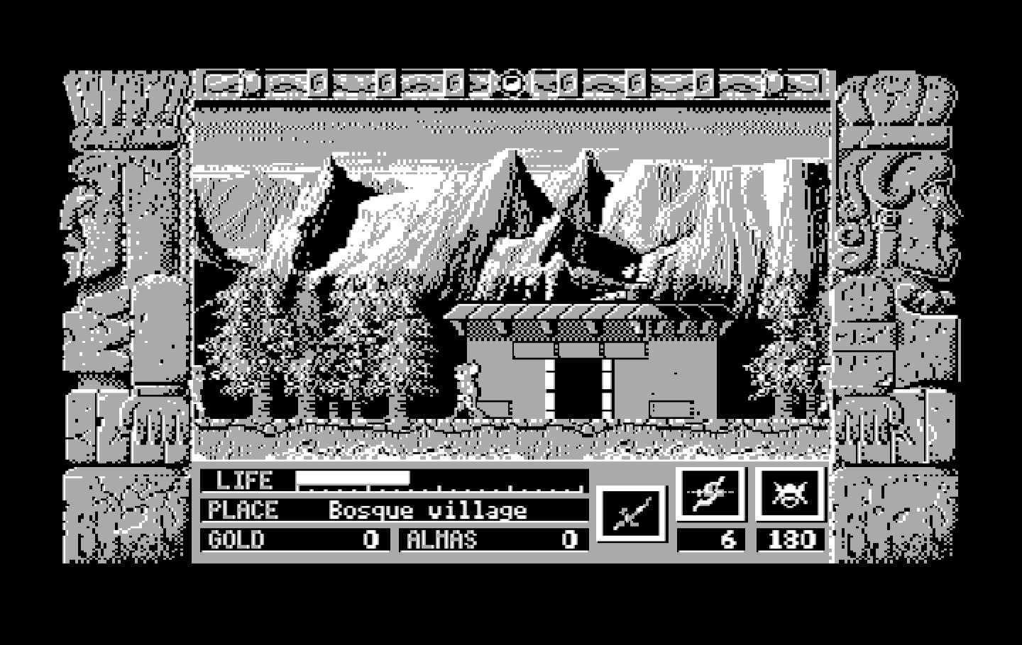 Zeliard IBM PC/Compatibles Screenshot: An above ground town.