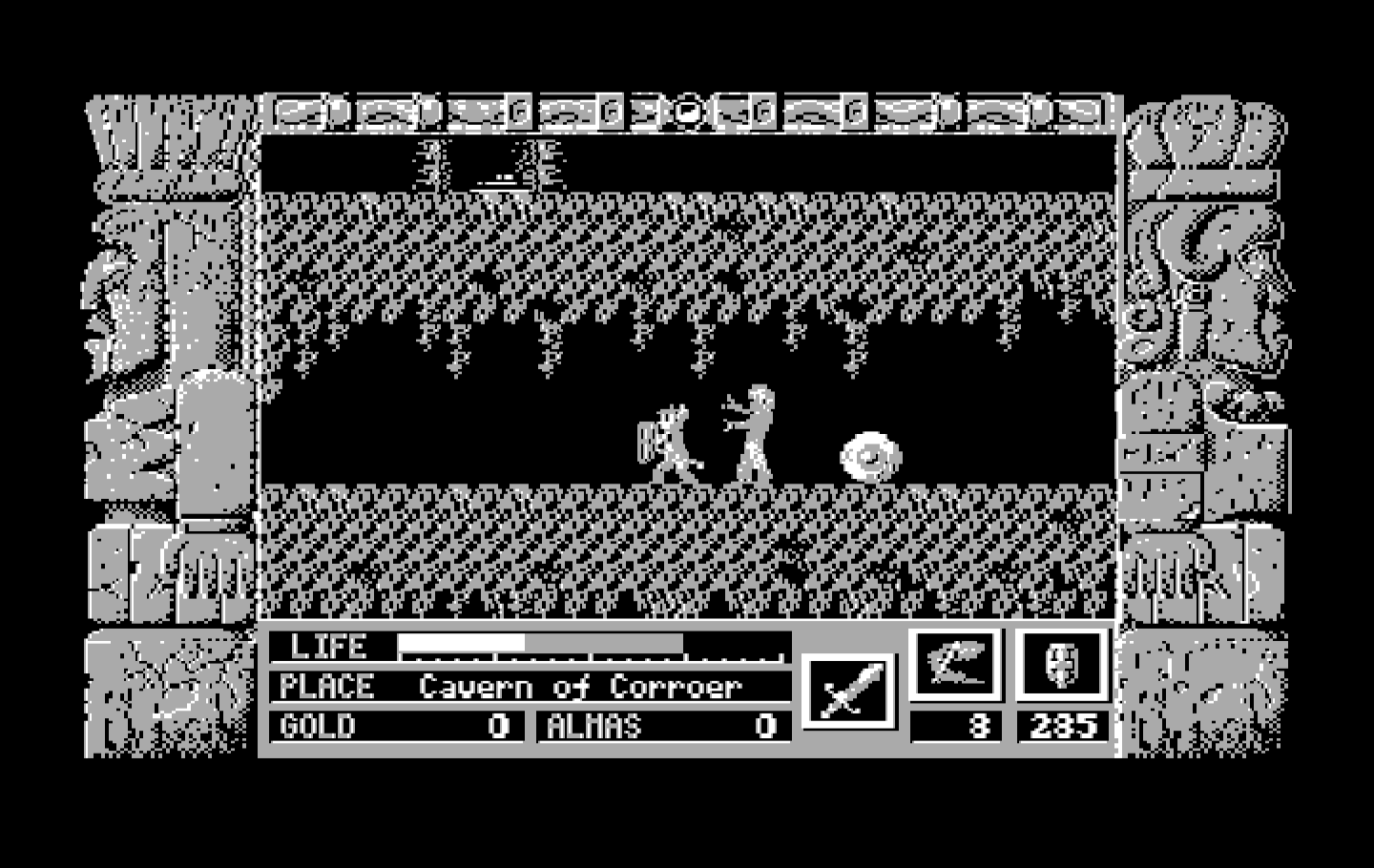 Zeliard IBM PC/Compatibles Screenshot: Being attacked, run away!