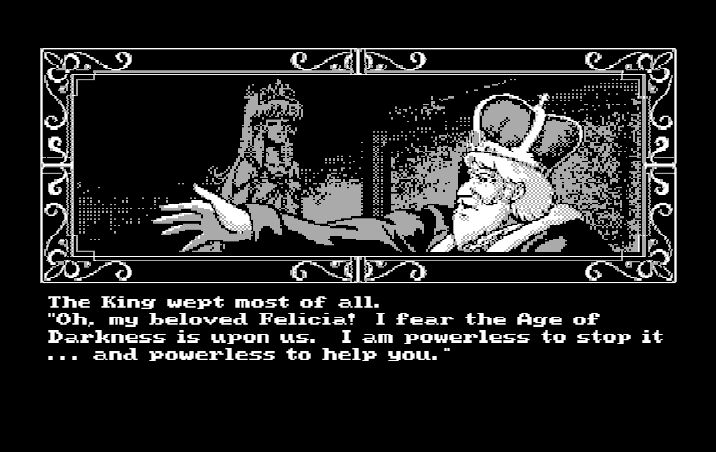 Zeliard IBM PC/Compatibles Screenshot: The princess has been turned to stone.