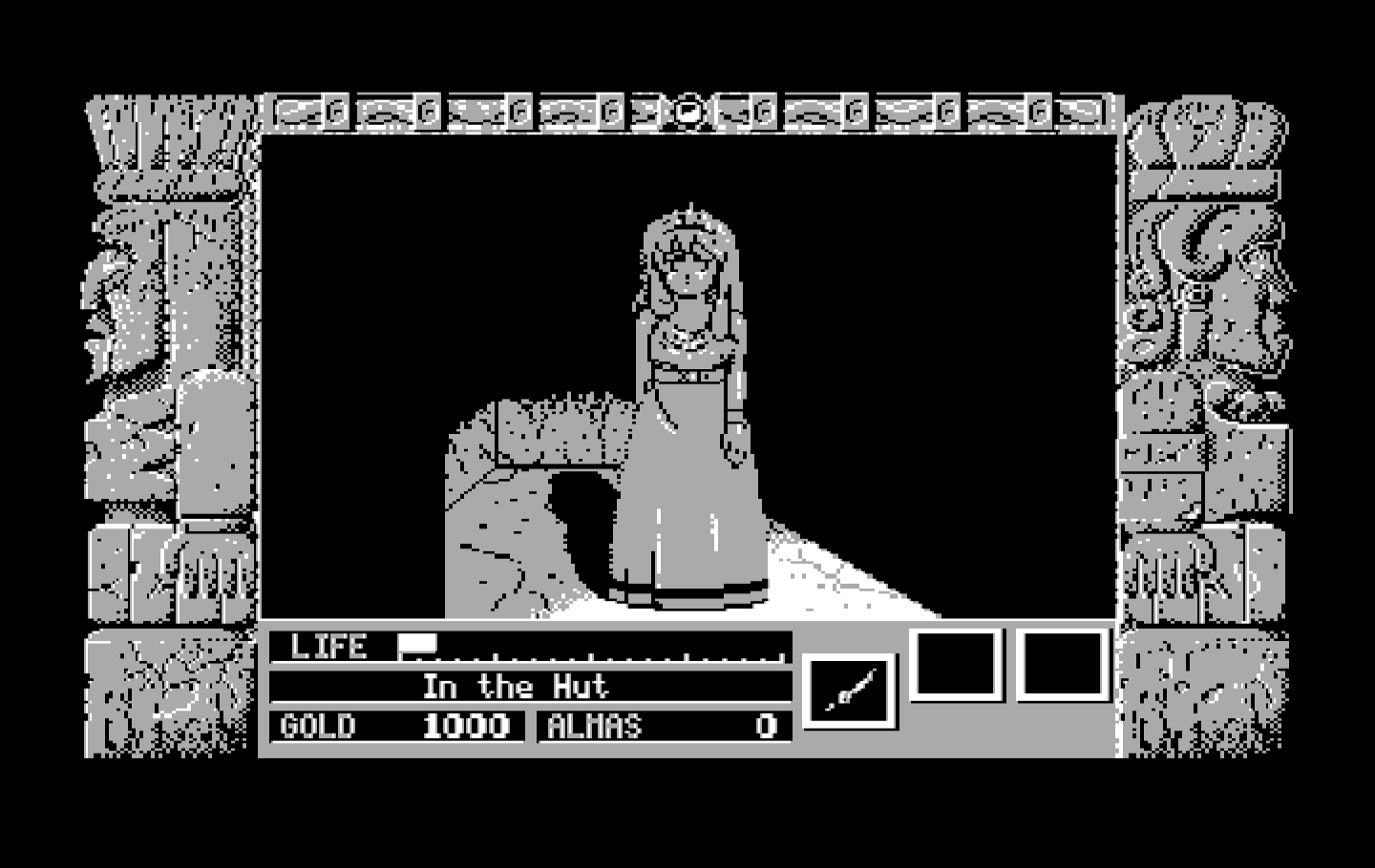Zeliard IBM PC/Compatibles Screenshot: The princess in stone form.