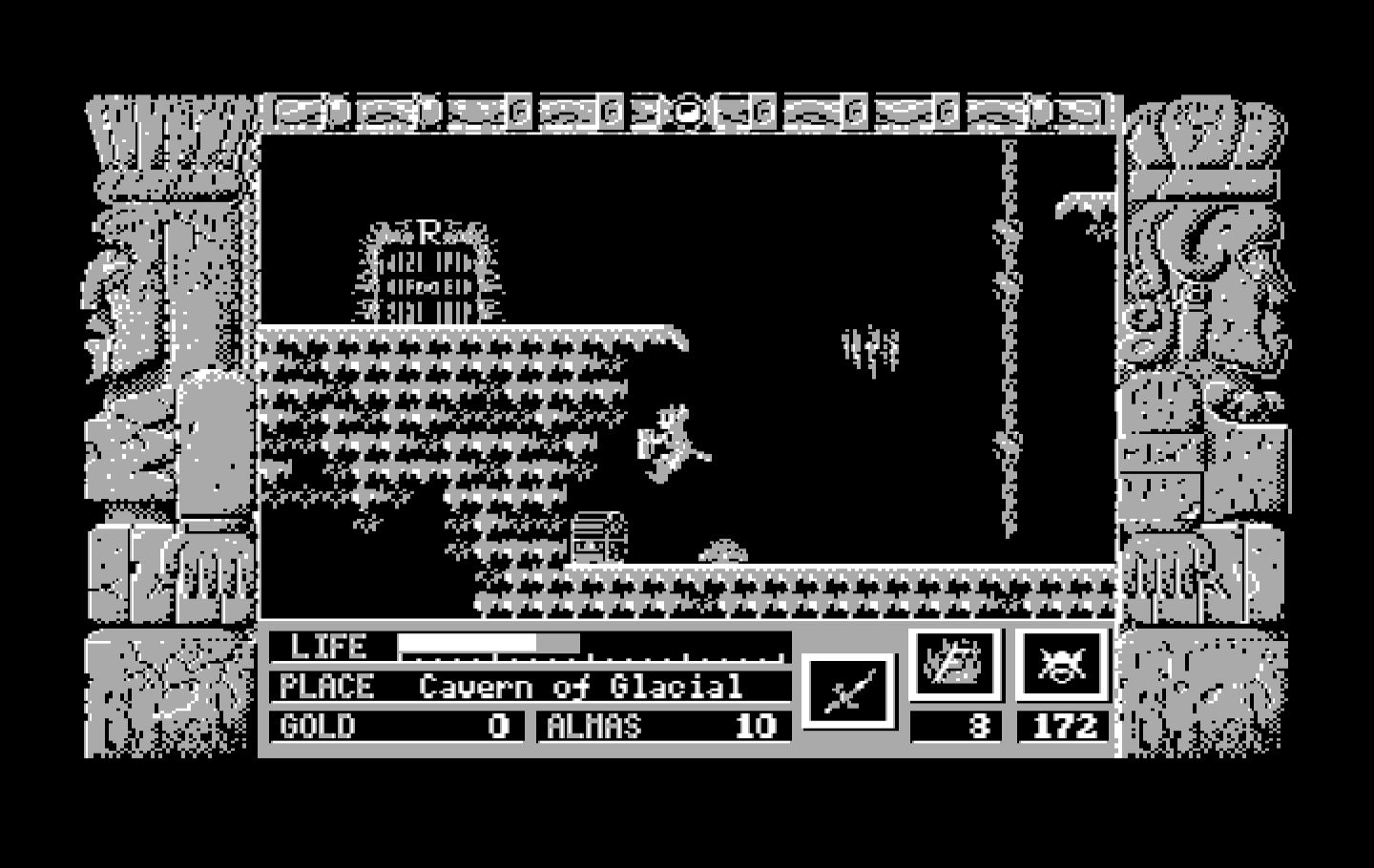 Zeliard IBM PC/Compatibles Screenshot: Found a treasure chest!