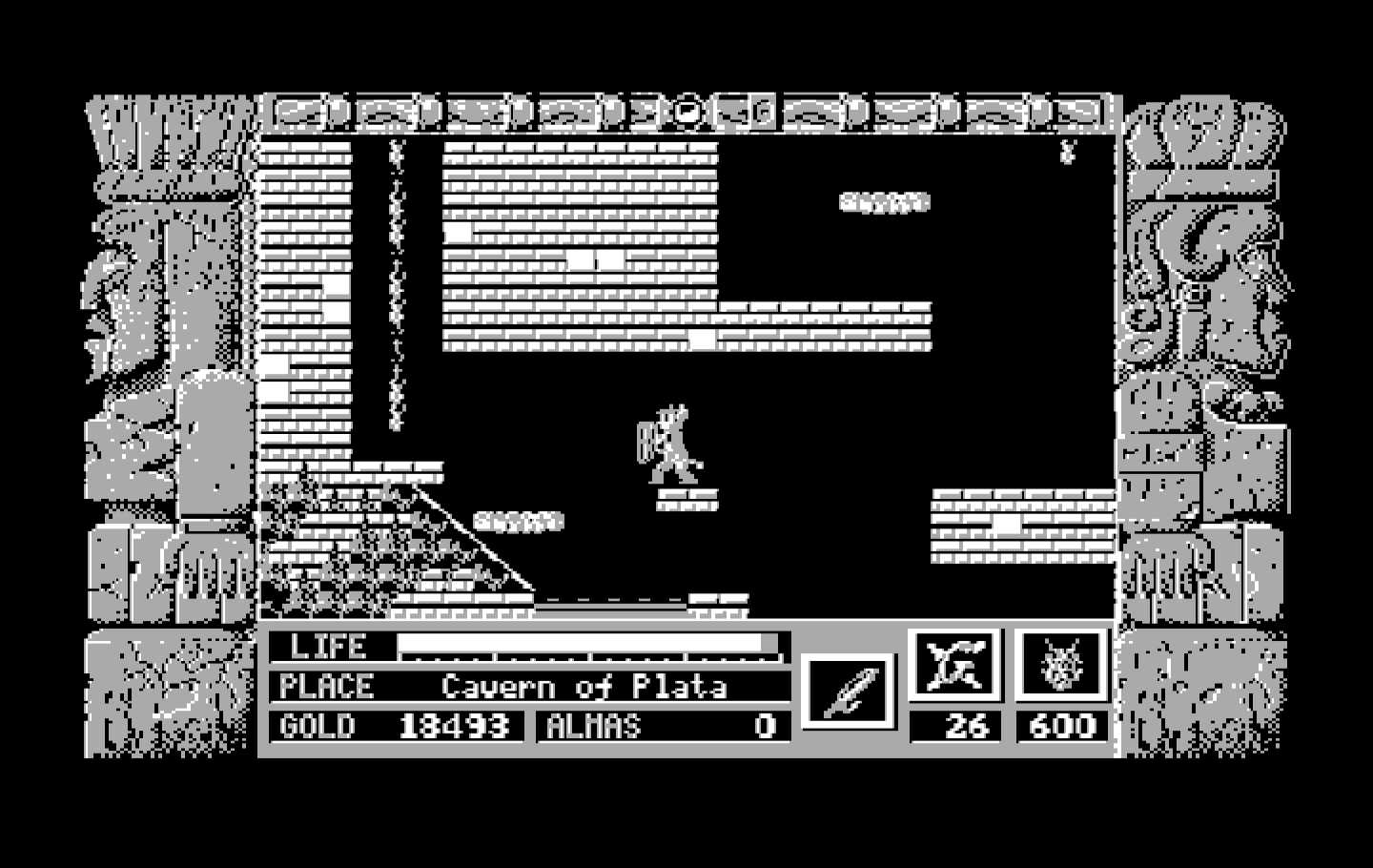 Zeliard IBM PC/Compatibles Screenshot: Some caverns have lots of little platforms.