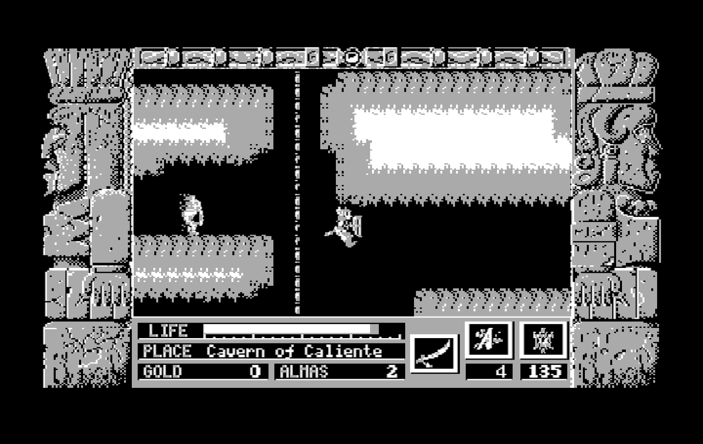 Zeliard IBM PC/Compatibles Screenshot: Running from a fire monster.