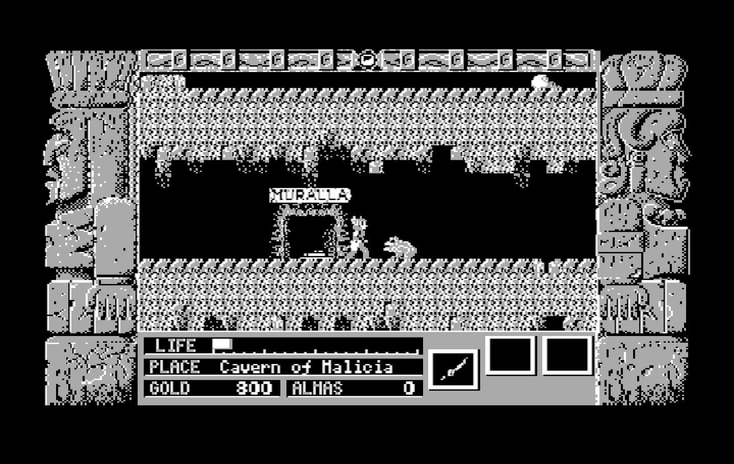 Zeliard IBM PC/Compatibles Screenshot: Start of the first cavern.