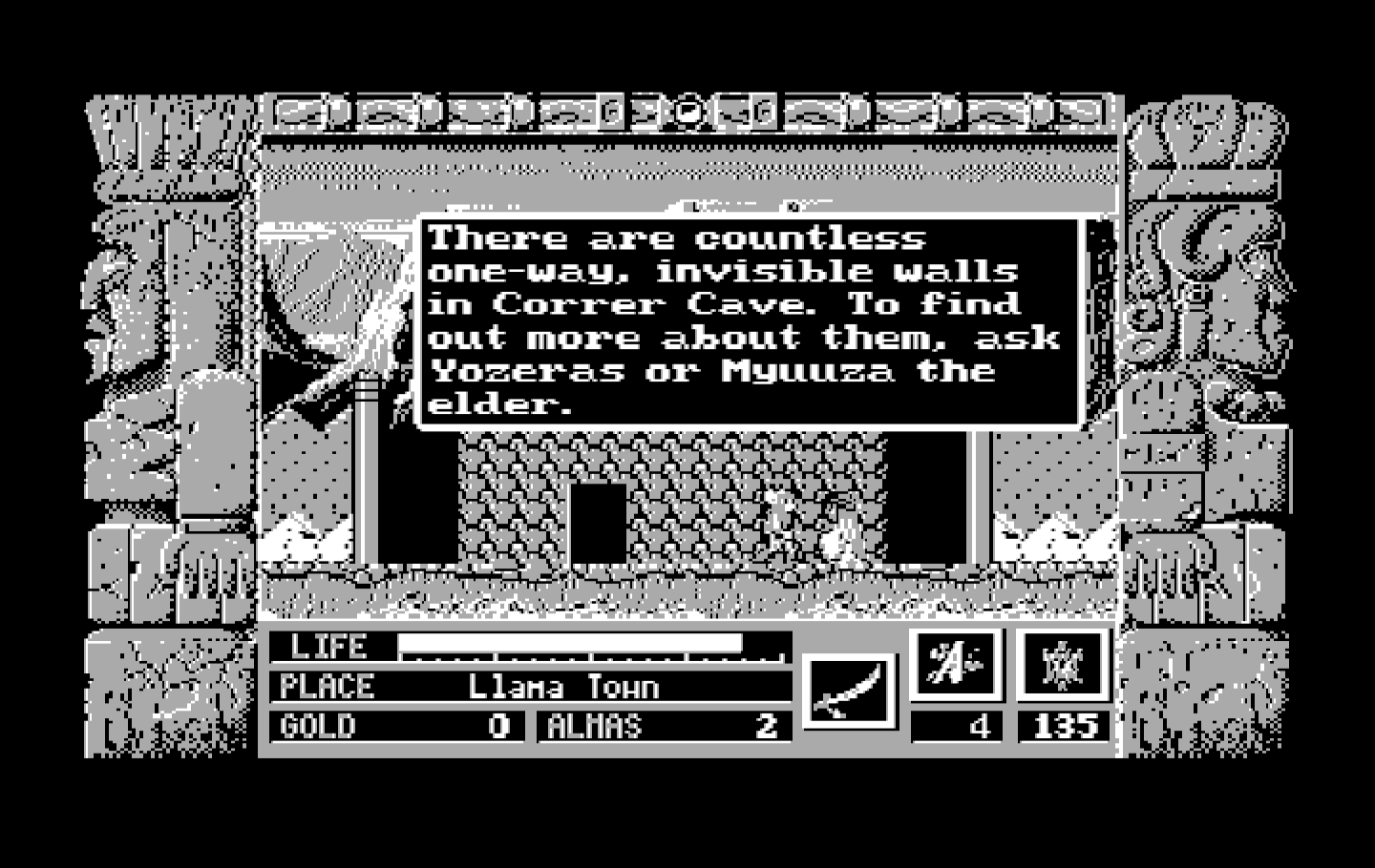 Zeliard IBM PC/Compatibles Screenshot: Talking to the locals.