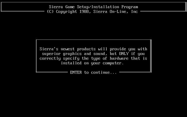 Zeliard IBM PC/Compatibles Screenshot: Install introduction.