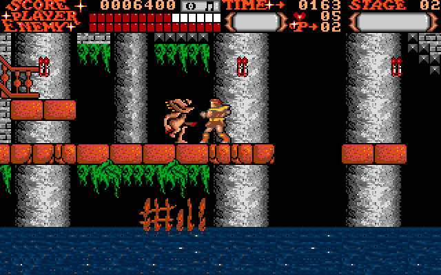 Castlevania Amiga Screenshot: Watch out for aquatic creatures when near water!
