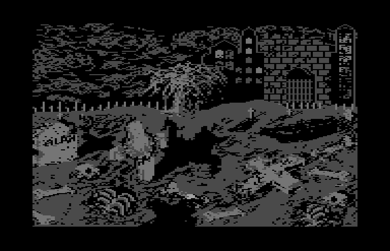 Castlevania Commodore 64 Screenshot: A view of the graveyard...