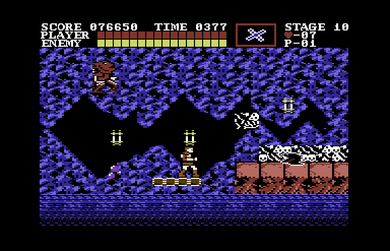 Castlevania Commodore 64 Screenshot: Riding a moving platform.