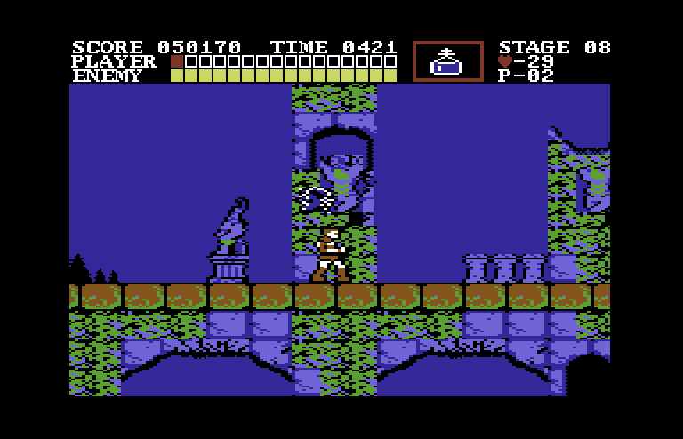 Castlevania Commodore 64 Screenshot: Watch out for the fast moving Medusa heads!