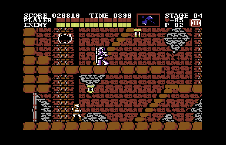 Castlevania Commodore 64 Screenshot: Start of level two.