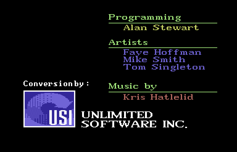 Castlevania Commodore 64 Screenshot: Credits screen.