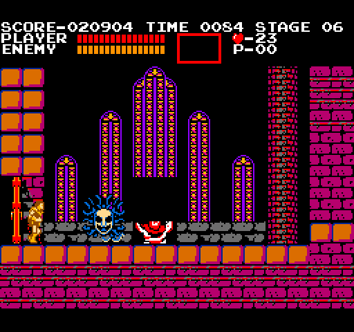 Castlevania Arcade Screenshot: Medusa at the end of the second level.