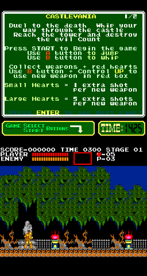 Castlevania Arcade Screenshot: Starting location.