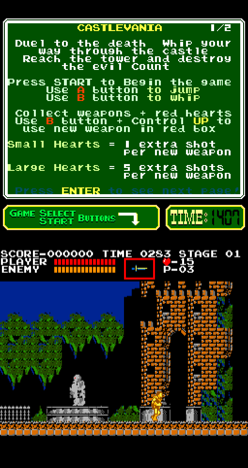 Castlevania Arcade Screenshot: Entering the castle...
