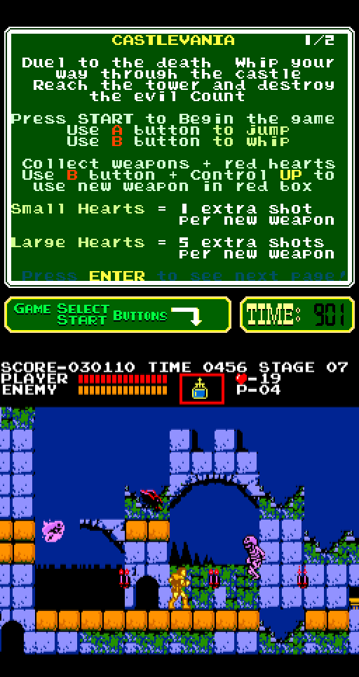Castlevania Arcade Screenshot: A skeleton leaps towards you...