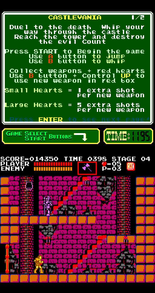 Castlevania Arcade Screenshot: Start of level two.