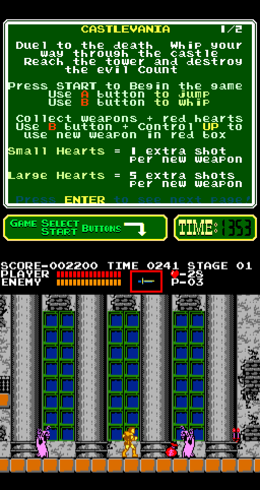 Castlevania Arcade Screenshot: Sometimes destroying an opponent leaves a bonus behind...