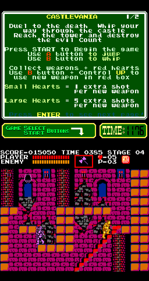 Castlevania Arcade Screenshot: Climbing up to the next platform...