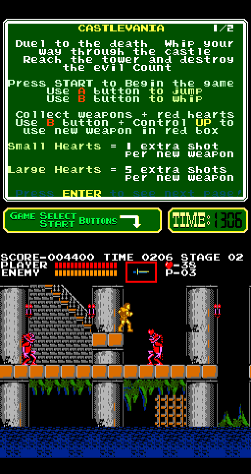 Castlevania Arcade Screenshot: Aquatic creatures jump out at you!