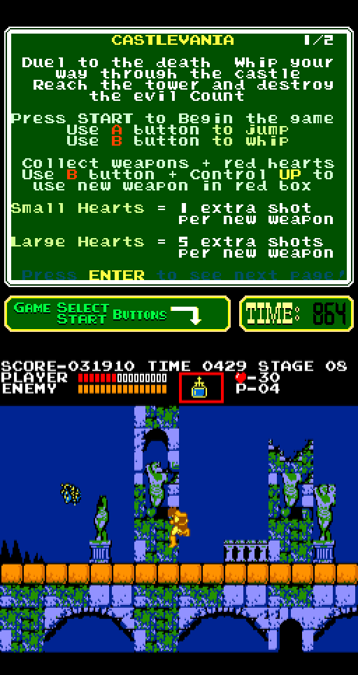Castlevania Arcade Screenshot: I'm hit! Some energy is lost...